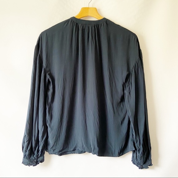 Something Navy Easy Volume Top Blouse Navy Blue - Picture 6 of 6